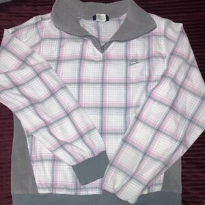 Vintage Nike 80s Half Zip Corduroy Collar Pull Over Plaid Preppy Medium